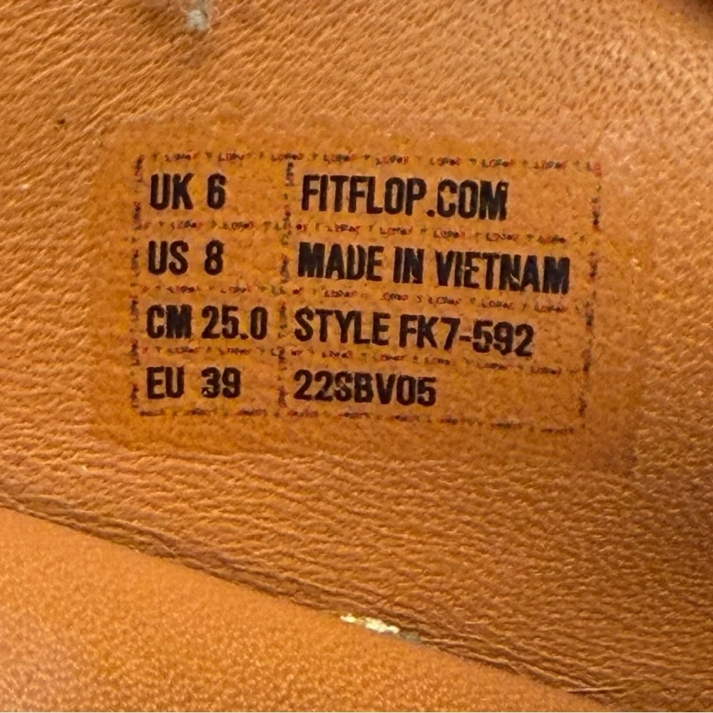 Fitflop Tan Leather Mules with Gold Buckle - Picture 9 of 9